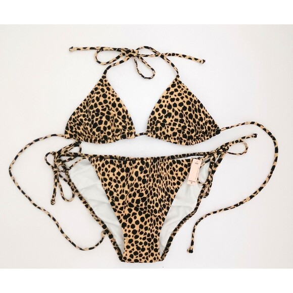 NWT Victoria's Secret Leopard Print Triangle Bikini Sz M - Picture 2 of 12